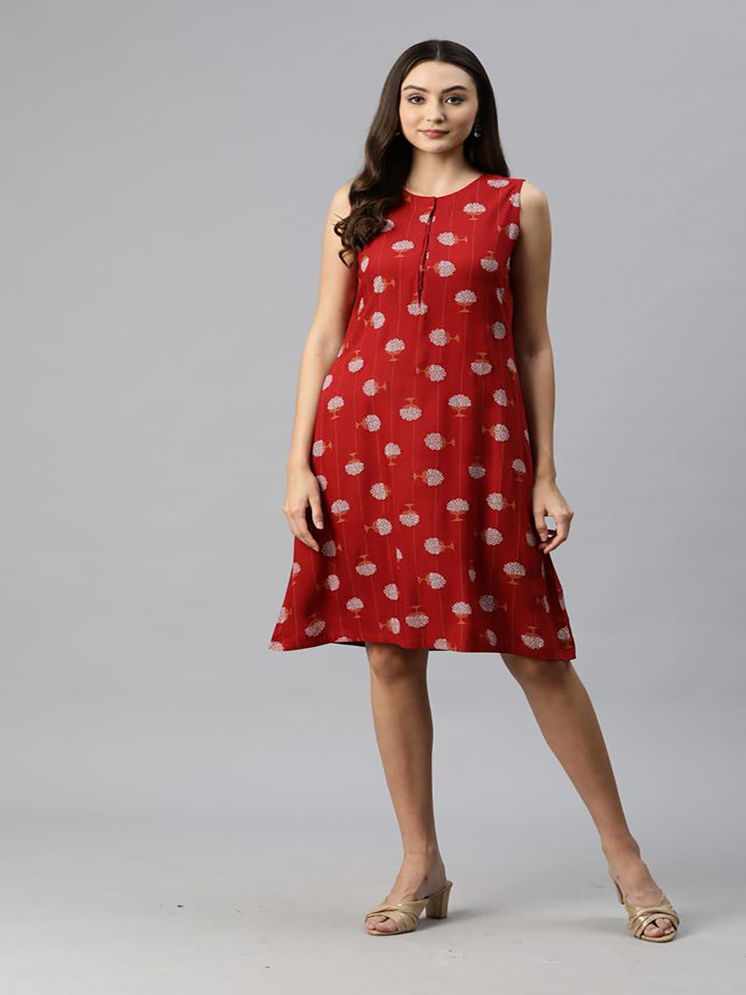 A Line Off-Sleeves Red Dress