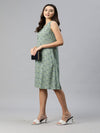 A Line Off-Sleeves Green Dress