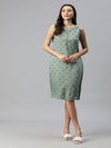 A Line Off-Sleeves Green Dress