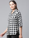 Ayaany Women Double Layer Check Black Shirt