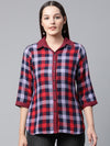 Ayaany Women Double Layer Red Check Shirt