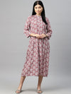 Cotton Pink Collared Pleated Dress