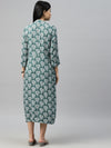 Cotton Green Collared Pleated Dress