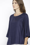 Navy Blue Solid Casual Top