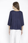 Navy Blue Solid Casual Top