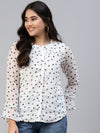 Ayaany Women All Purpose Collared Frill Cotton Lined White Top