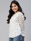 Ayaany Women All Purpose Collared Frill Cotton Lined White Top