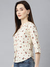 Ayaany Women Collared Front Open Cream Shirt 