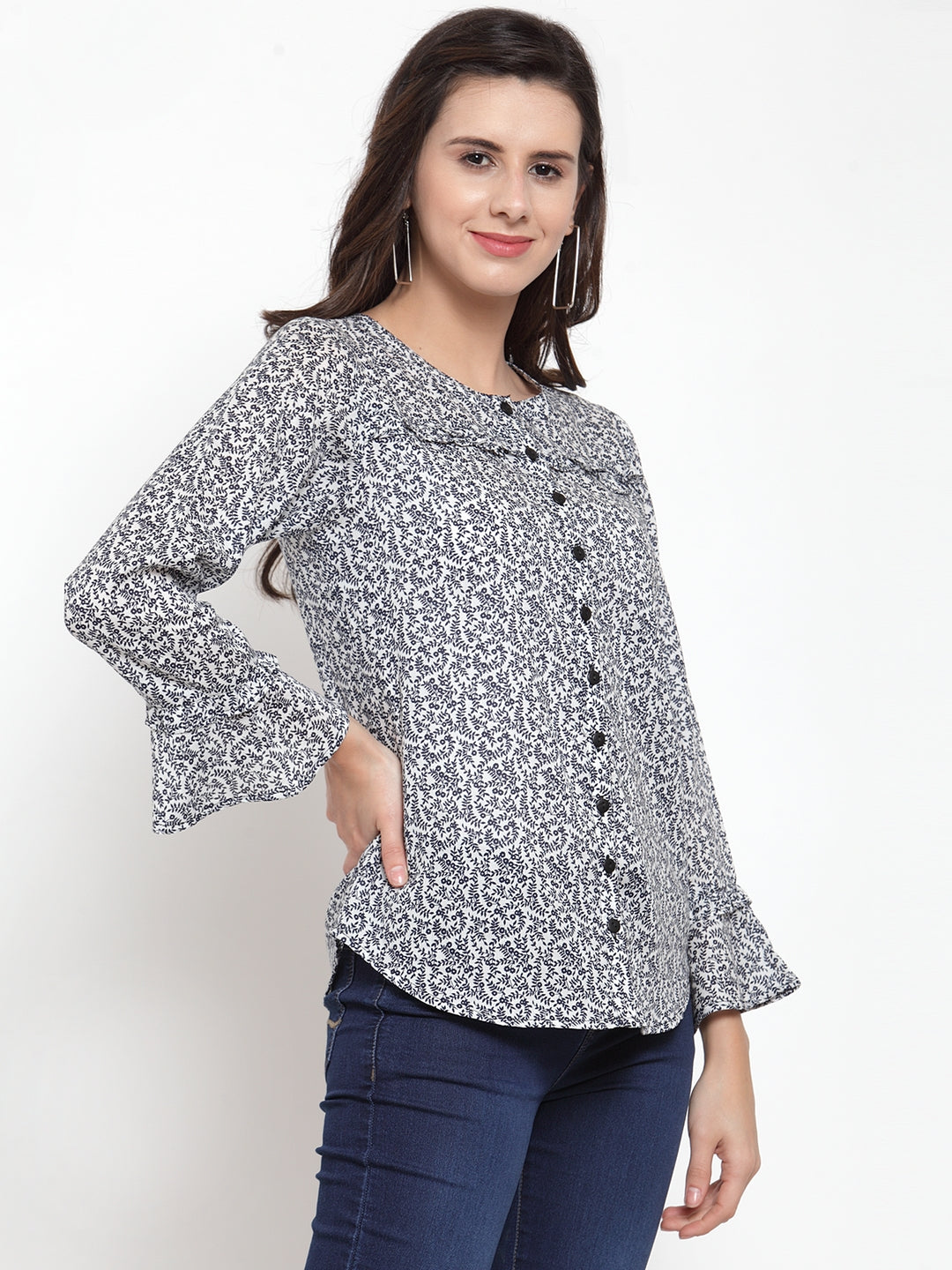 Ayaany Women White Printed Casual Top