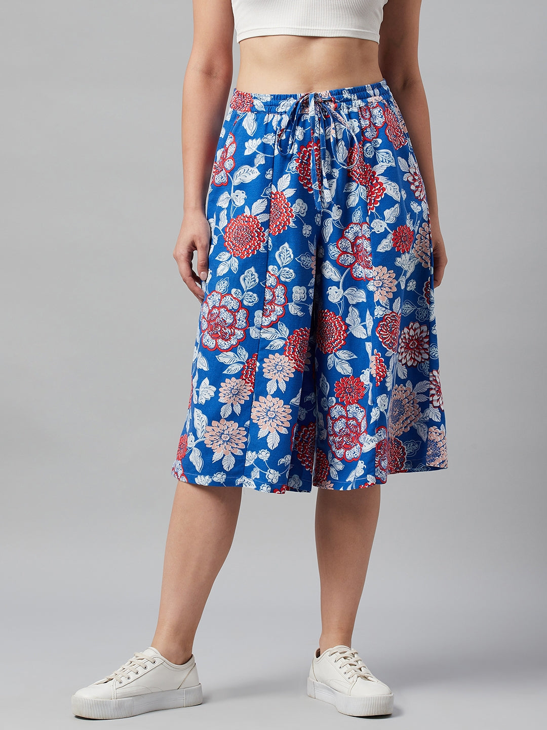 Ayaany Women Blue Printed Casual Culotte
