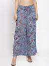Blue Floral Casual Flared Palazzo