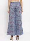 Blue Floral Casual Flared Palazzo