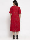 Ayaany Women Red Collared Dress with Pockets