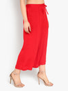 Ayaany Women's Red Casual Plain Flare Calf Length Palazzo