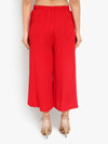Ayaany Women's Red Casual Plain Flare Calf Length Palazzo