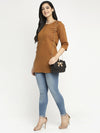 Ayaany Women Brown Casual Round Neck Top