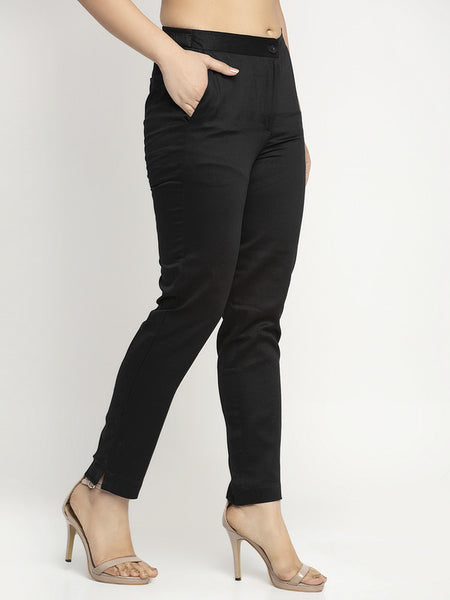Buy Women Grey  Black Regular Fit Checked Cropped Smart Casual Trousers  online  Looksgudin