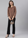 Collared Corduory Shirt Style Brown Top