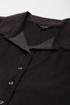 Collared Corduory Shirt Style Black Top