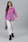 Collared Corduory Shirt Style Pink Top
