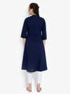 Women Blue Cotton Casual Dress