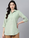 Ayaany Women Green Cotton Casual Green Top
