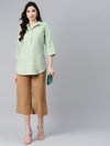 Ayaany Women Green Cotton Casual Green Top