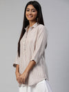 Ayaany Women Cream Cotton Casual Top