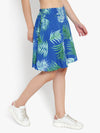 Women Blue Printed Floral Cotton Lined Short Skirt