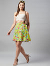 Ayaany Women Yellow Printed Floral Cotton Lined Short Skirt