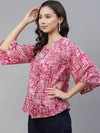 Pink Cotton Casual Top