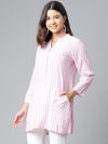 Pink Cotton Tunic With Front Pocket