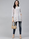 Cream Cotton Tunic With Front Pocket