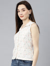 Ayaany Women Collared Front Open White Shirt