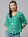 Ayaany Women Green Cotton Casual Top