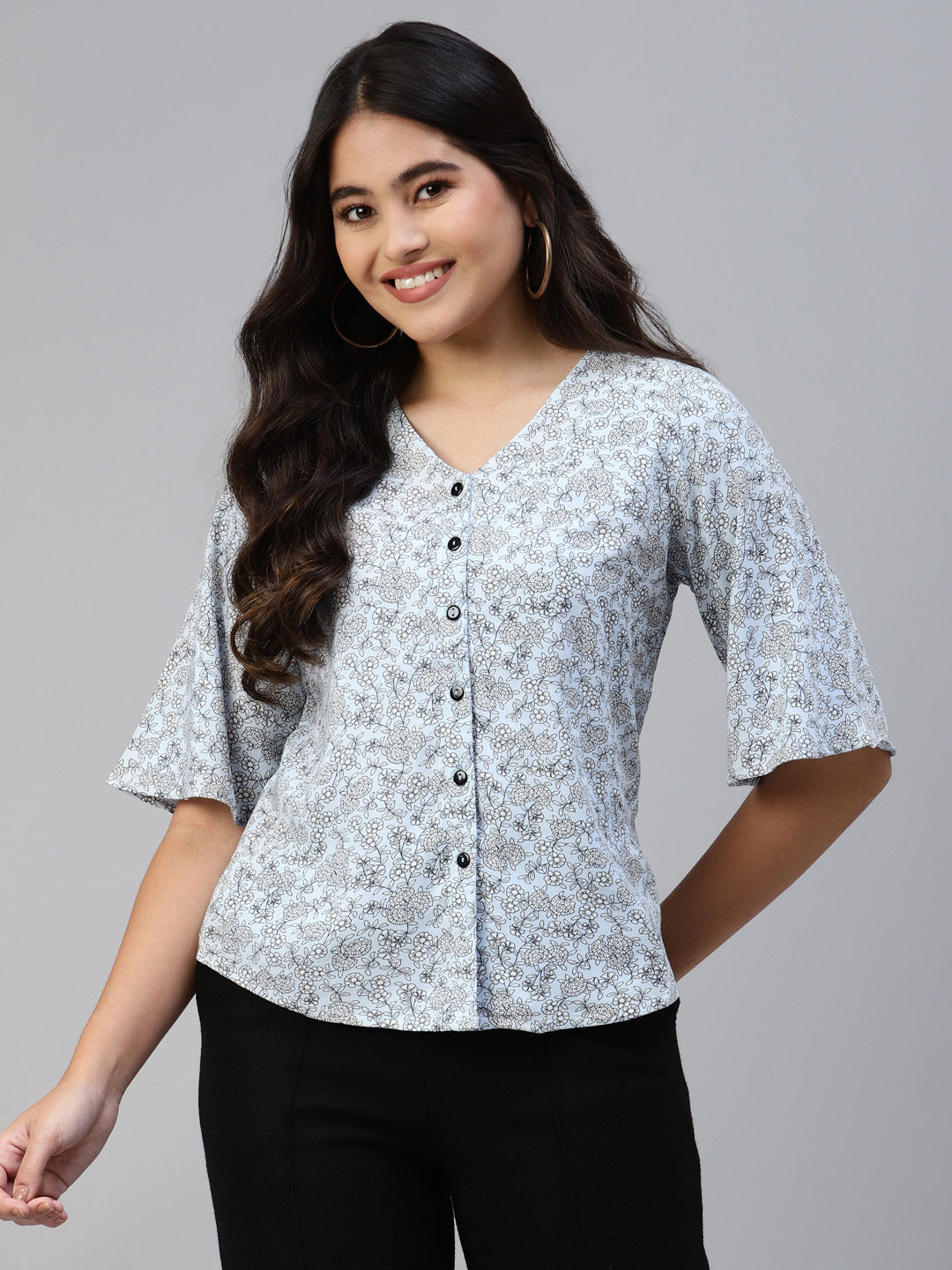 Ayaany Women All Purpose Grey Cotton Casual Top