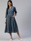 Ayaany Women Blue Long Fit Flared Dress