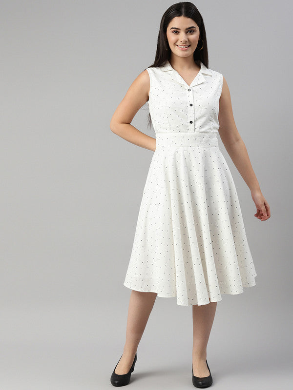 White Linen Cotton Offsleeve Dress