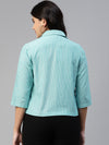Ayaany Women All Purpose Collared Turquoise Blue Shirt