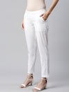 Ayaany Women All Purpose Casual Stretchable Ealsticated White Pants 