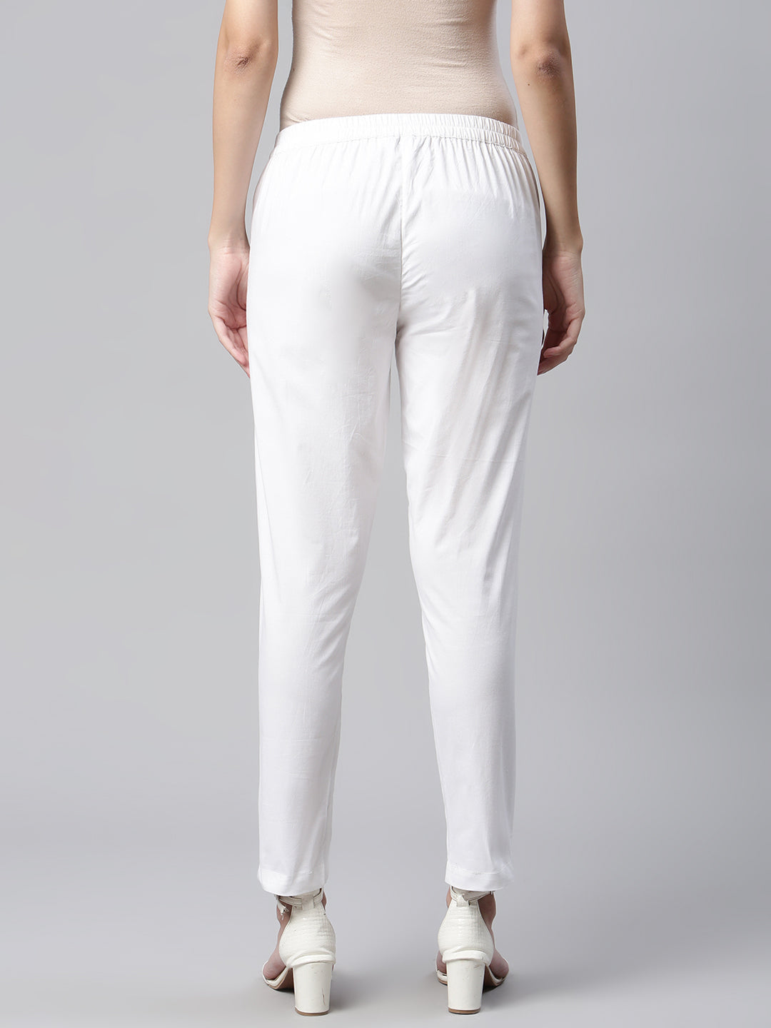 Buy RARE RABBIT White Solid Cotton Slim Fit Men's Casual Trousers |  Shoppers Stop