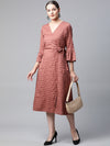 Ayaany Women Brown Wrap Cotton Lined Dress