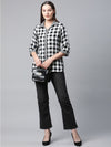 Ayaany Women Double Layer Check Black Shirt