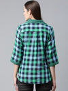 Ayaany Women Double Layer Check Green Shirt