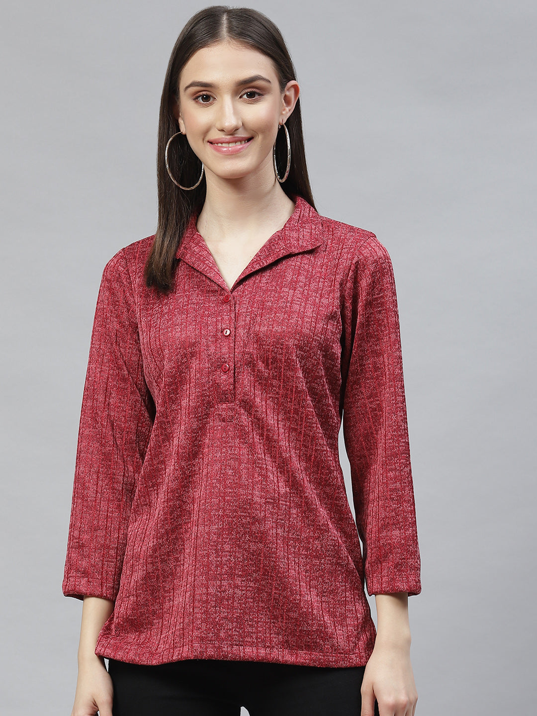 Collerd Red Casual Top