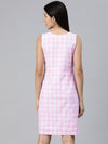 V Neck Cotton Lined Pink Dress