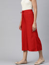 Red Casual Plain Flare Calf Length Palazzo
