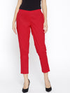 Ayaany Women Red Solid Cropped Pant