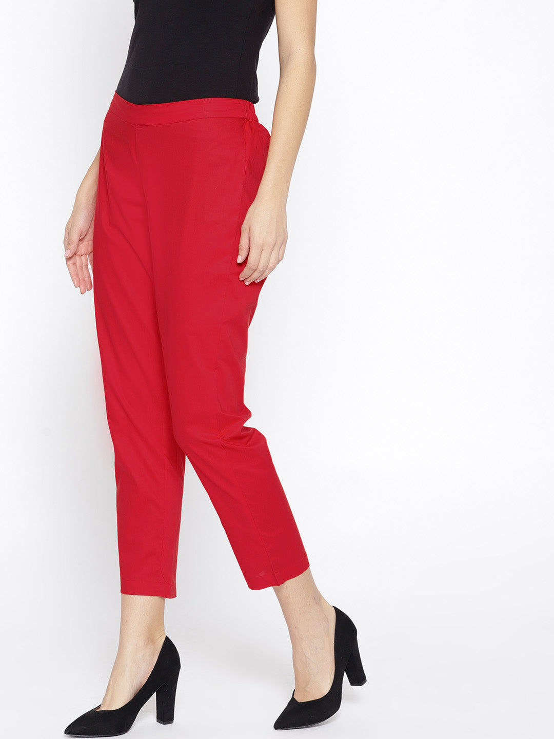 Pair Black Ankle Pants with Black Ankle Straps - YLF