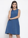 Ayaany Women Cotton Blue Casual Dress